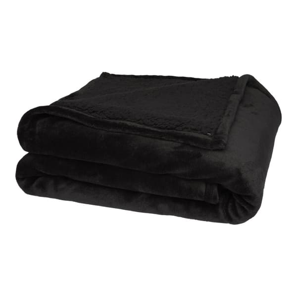 Floso Ashen Sherpa Återvunnen Filt One Size Solid Svart Solid Black One Size