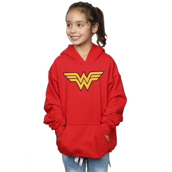 DC Comics Girls Wonder Woman Logo Hoodie 5-6 år Röd Red 5-6 Years