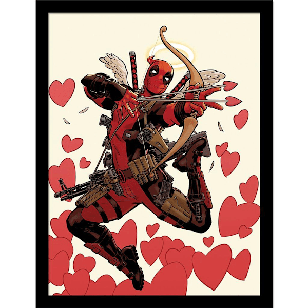 Deadpool Valentine's Day inramad affisch 40cm x 30cm Vit/Röd White/Red 40cm x 30cm