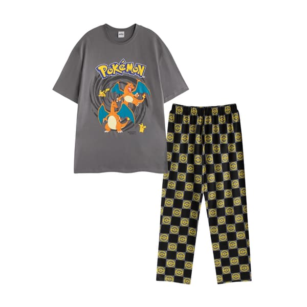 Pokemon Pyjamas för män med Pikachu & Charizard, kortärmad och lång Multicoloured M