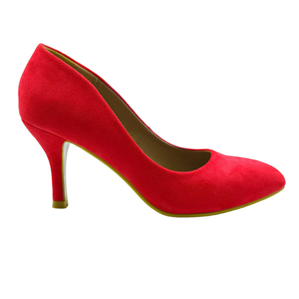 Where's That From Dam/Damer Mocka Spetsiga Mellanhöga Klackskor Red 7 UK