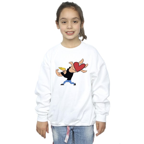 Johnny Bravo Girls Heart Present Sweatshirt 7-8 år Vit White 7-8 Years