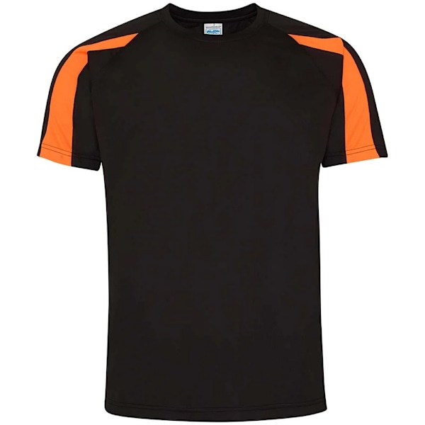 AWDis Cool Herr Kontrast Fukttransporterande T-shirt S Jet Svart/E Jet Black/Electric Orange S