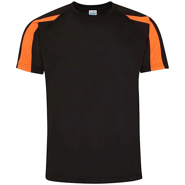 AWDis Cool Mens Contrast Moisture Wicking T-Shirt S Jet Black/E Jet Black/Electric Orange S