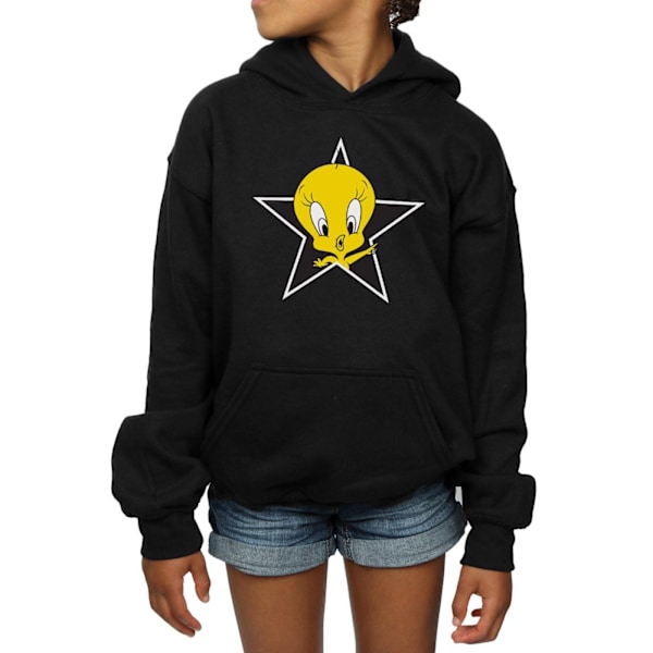 Looney Tunes Girls Tweety Pie Star Hoodie 9-11 år Svart Black 9-11 Years