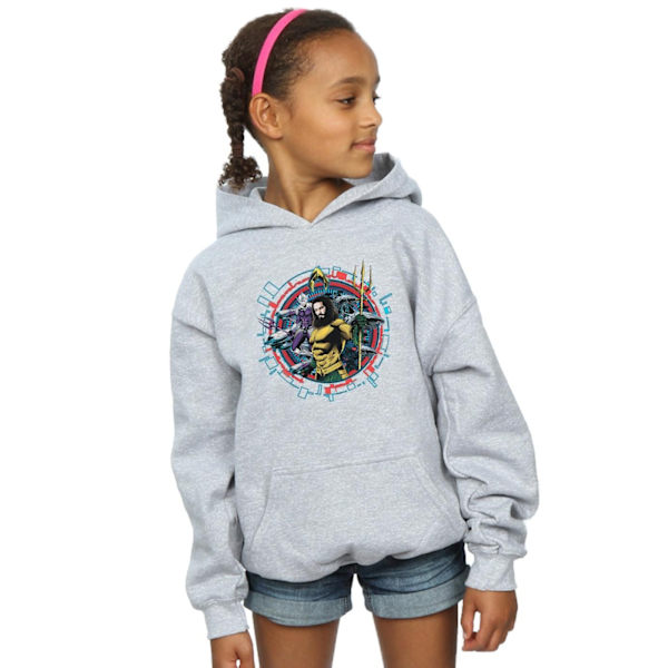 DC Comics Girls Aquaman Circular Crest Hoodie 5-6 år Sport Sports Grey 5-6 Years