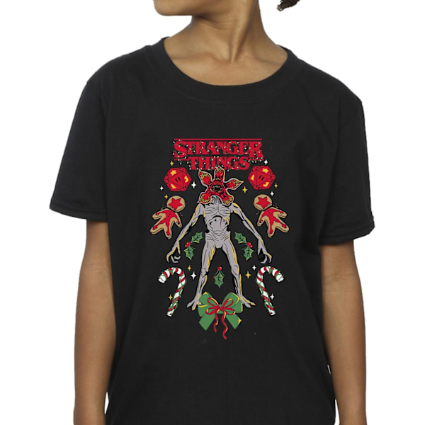 Netflix Girls Stranger Things Jul Demogorgon Bomull T-shirt Black 12-13 Years