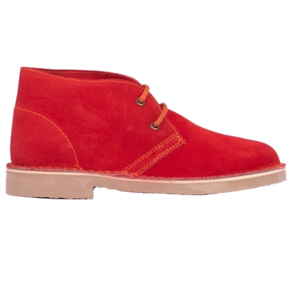 Roamers Unisex Real Suede Unlined Desert Boots 7 UK Röd Red 7 UK