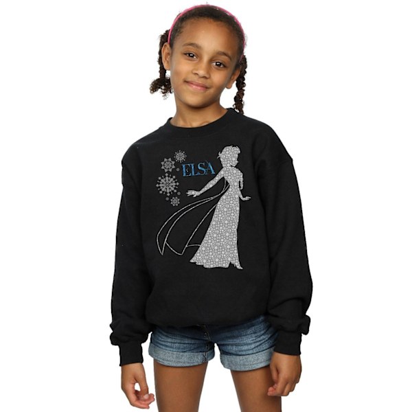 Disney Girls Frozen Elsa Jul Silhouette Sweatshirt 5-6 År Black 5-6 Years