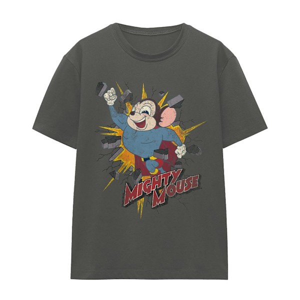 Mighty Mouse Unisex Vuxen Break Through T-Shirt S Kolgrå Charcoal S