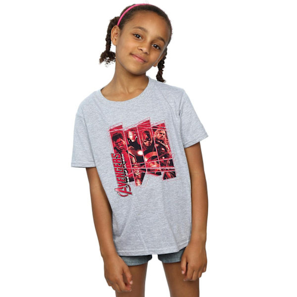 Marvel Girls Avengers Team Collage Bomull T-shirt 9-11 År Sports Grey Sports Grey 9-11 Years