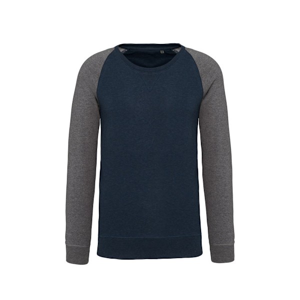 Kariban Herr Organic Tvåfärgad Sweatshirt L French Navy Heather/ French Navy Heather/Grey Heather L