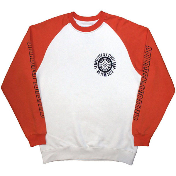 Bruce Springsteen Unisex Vuxen Tour ´24 Hjul Ryggtryck Raglan White/Orange XL