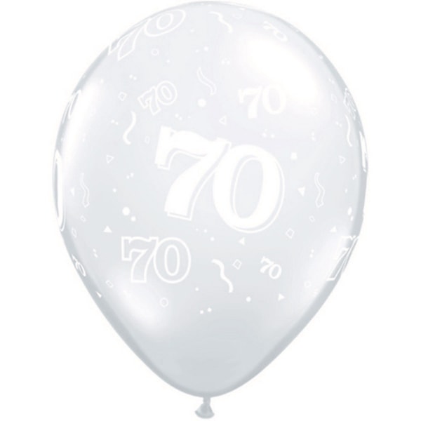 Qualatex 11 tum 70-årsdag latexballonger (50-pack) 27,9 cm Clear 27.9cm
