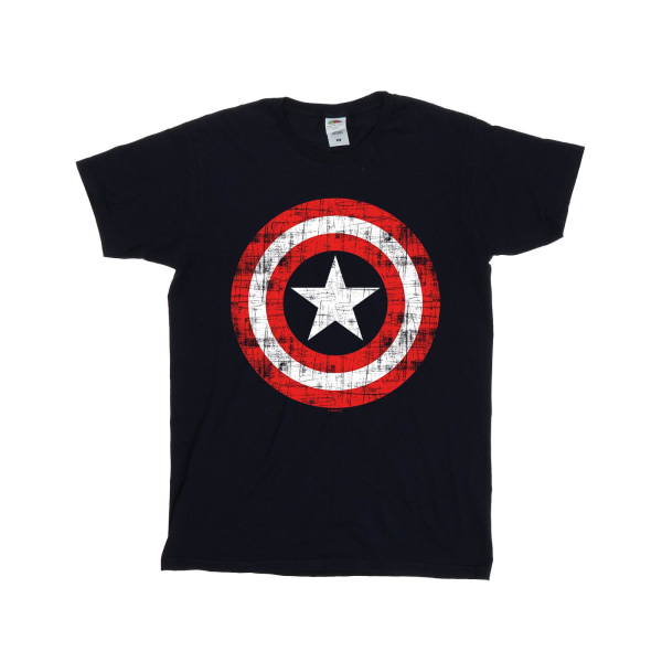 Marvel Womens/Ladies Avengers Captain America Scratched Shield Navy Blue 3XL