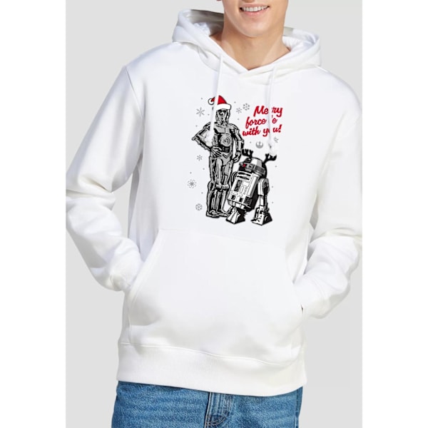 Star Wars Herr Merry Christmas Droids Hoodie L Vit White L