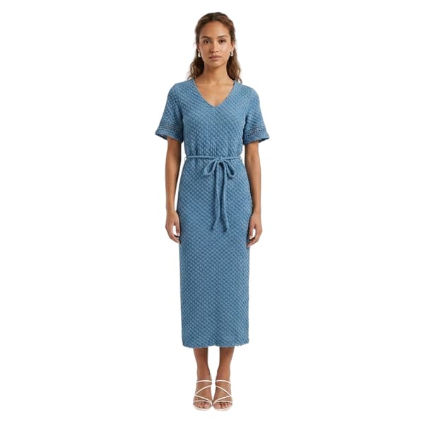 Vero Moda Dam Bubble V-ringad Midiklänning 12 UK Coronet Coronet Blue 12 UK