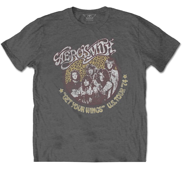 Aerosmith Unisex Vuxen Cheetah Print T-Shirt XL Charcoal Grey Charcoal Grey XL