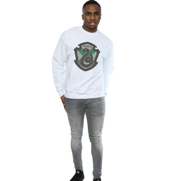 Harry Potter Herr Slytherin Crest Flat Sweatshirt M Vit White M
