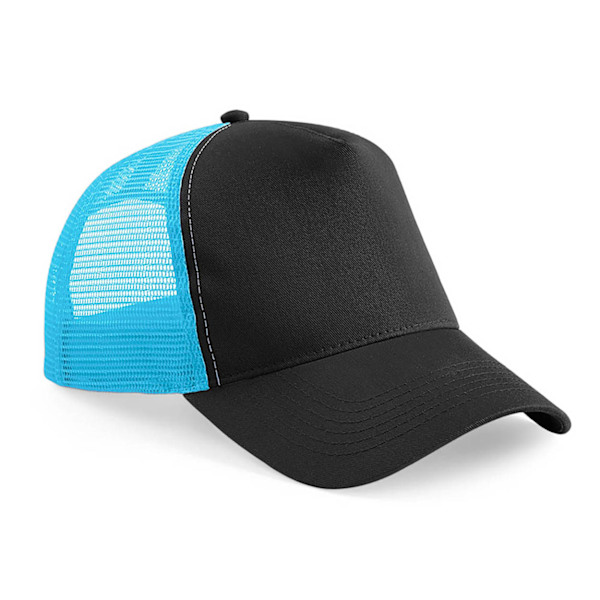 Beechfield Herr Halv Mesh Trucker Cap / Huvudbonad En Storlek Svart Black/Surf Blue One Size