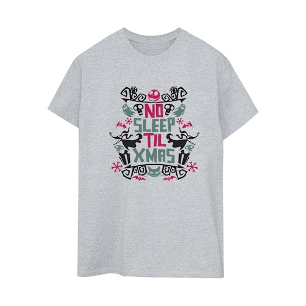 Disney Dam/Damer The Nightmare Before Christmas No Sleep Til Xmas Bomull Boyfriend T-shirt 4XL Sports Grey Sports Grey 4XL