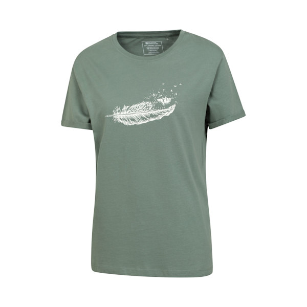 Mountain Warehouse Dam/Damer Wave Feather Organic Loose T-Shirt Khaki Green 10 UK