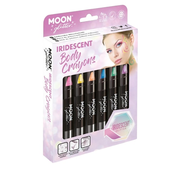 Moon Glitter Iridescent Kroppskritor (6-pack) One Size Rosa/ Pink/Yellow/Orange/Blue/Green/Purpl One Size