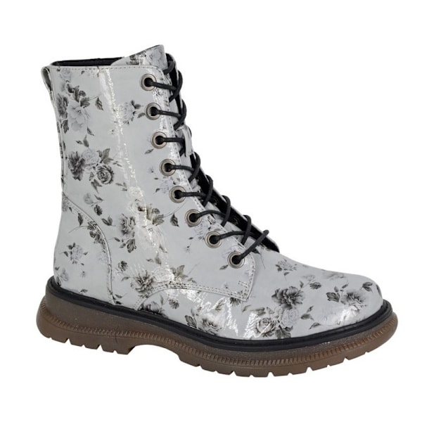 Cipriata Dam/Dam Annetta Blommiga Lack PU Stövletter 3 UK Grey 3 UK
