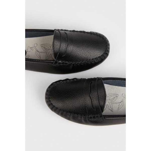 Bra för sulan dam/dam Nessa läder loafers 3 UK Blac Black 3 UK