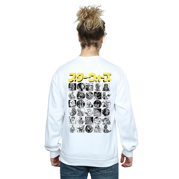 Star Wars Herr Sweatshirt med japanska tecken 4XL Vit White 4XL