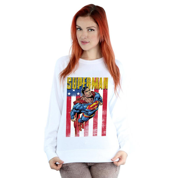 DC Comics Dam/Kvinnor Superman Flight Sweatshirt XS Vit White XS