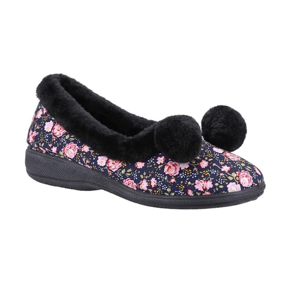 Fleet & Foster Dam/Dam Goldfinch Blommiga Tofflor 7 UK Svart Black 7 UK