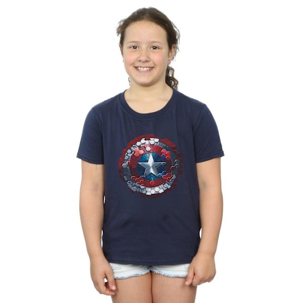 Marvel Girls Captain America Civil War Hex Shield Bomull T-Shirt Navy Blue 5-6 Years