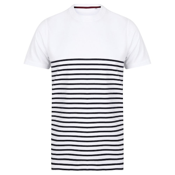Front Row Unisex Vuxen Breton Randig Tagless T-Shirt XL Vit/ White/Navy XL