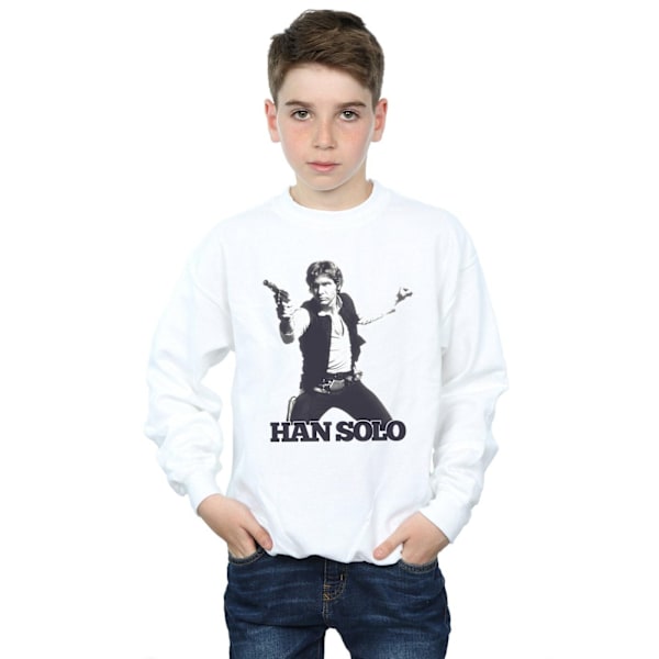 Star Wars Boys Han Solo Retro Foto Sweatshirt 5-6 År Vit White 5-6 Years