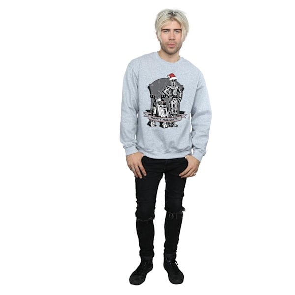 Star Wars Mens C-3PO och R2-D2 Julhelg Sweatshirt XX Sports Grey XXL