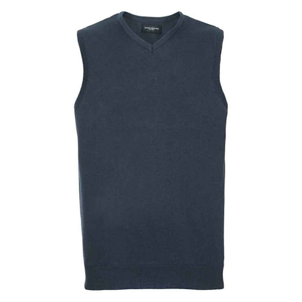 Russell Collection Herr Knitted V-halsad Ärmlös Sweatshirt 4X French Navy 4XL