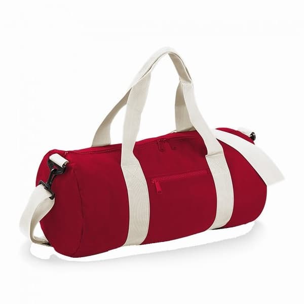 Bagbase Plain Varsity Barrel / Duffelväska (20 liter) (2-pack) Classic Red/Off White One Size