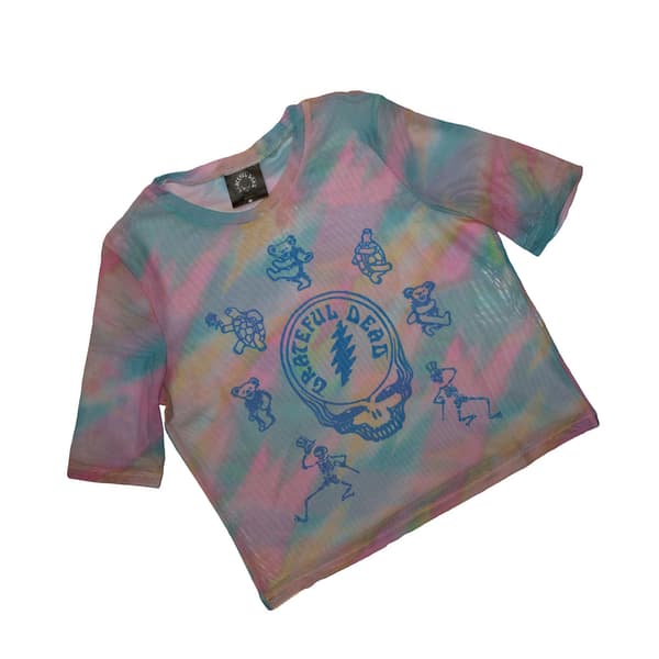 Grateful Dead Dam/Dam Dead Egyptian Slash Crop Top XL Lig Light Blue XL