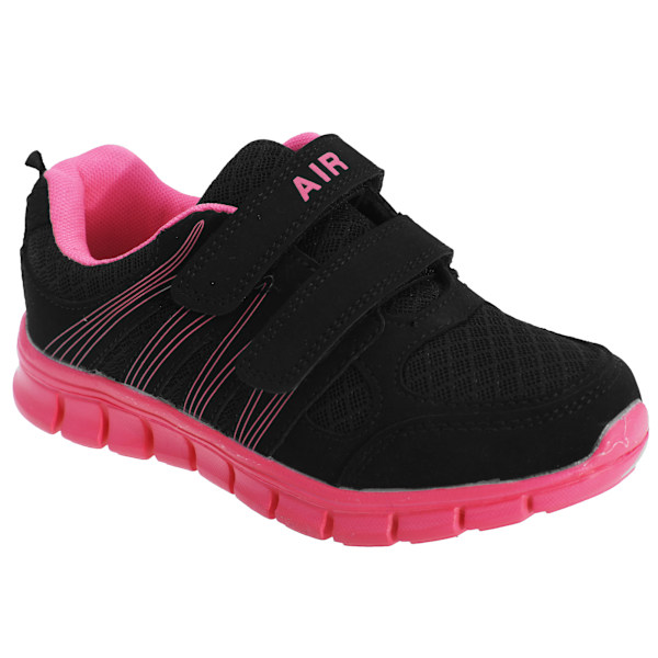 Dek Barn/Barn Air Sprint Kardborreband Lätt Jogge Black/Fuchsia 13 UK Junior