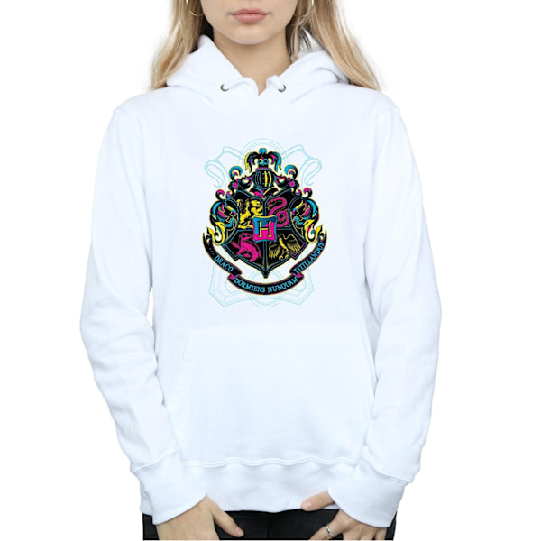 Harry Potter Dam/Kvinnor Neon Hogwarts Crest Hoodie L Vit White L