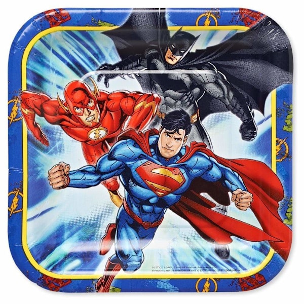 Justice League Pappersfestplattor (Förpackning om 8) En Storlek Flerfärgad Multicoloured One Size