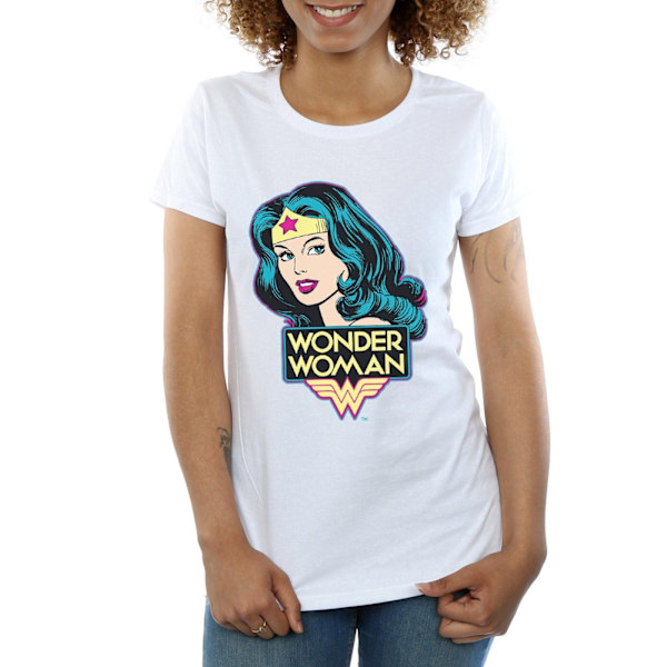 DC Comics Dam/Kvinnor Wonder Woman Huvud Bomull T-shirt S Vit White S