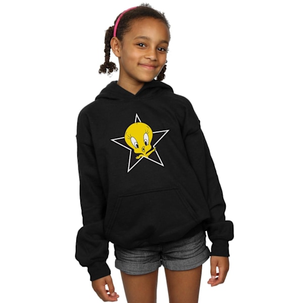 Looney Tunes Girls Tweety Pie Star Hoodie 9-11 år Svart Black 9-11 Years