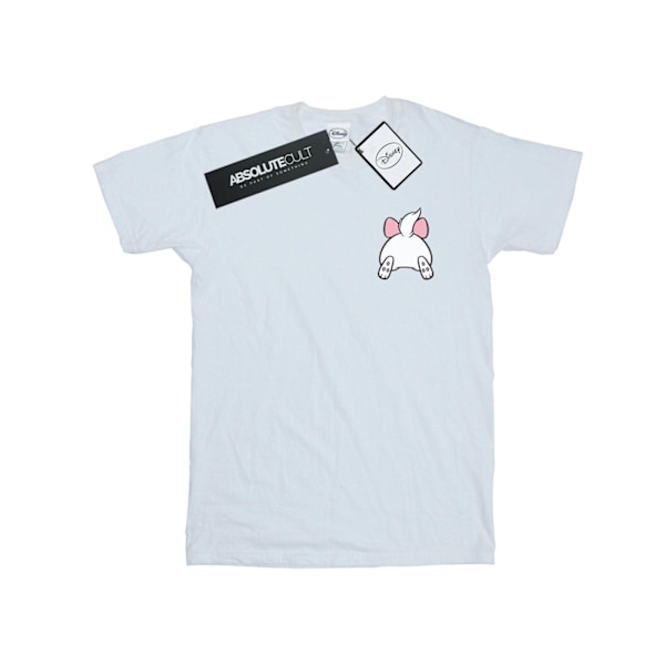 Disney Dam/Damer Aristocats Marie Baksida Bröst Tryck Bomull Pojkvän T-shirt White M