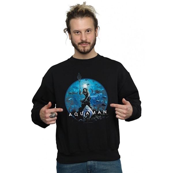 DC Comics Herr Aquaman Circle Poster Sweatshirt 3XL Svart Black 3XL