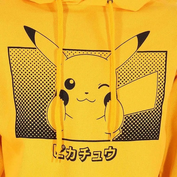 Pokemon Unisex Vuxen Katakana Pikachu Hoodie S Gul Yellow S