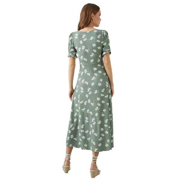 Dorothy Perkins Dam/Damer Ditsy Print Kortärmad Midi Dr Khaki 8 UK