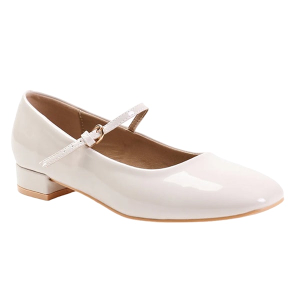 Where's That From Dam/Damer Minsk Lackläder Spänne Detalj Låg Klack Pumps 4 UK Kräm Cream 4 UK