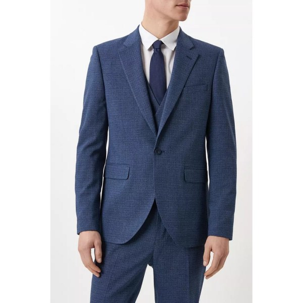 Burton Man Textured Slim Suit Jacket 38R Blå Blue 38R